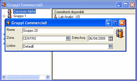 crea gruppo commerciale